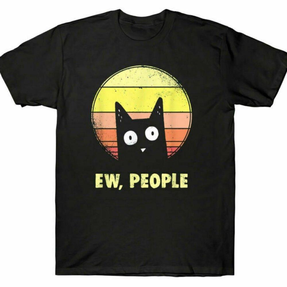 Ew, People Vintage Funny Cat Lover T-Shirt, Graphic Gift Short Sleeve Tee